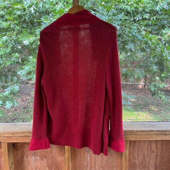 Beyond Threads Women's Red Asymmetric Alpaca Cardigan Sweater Scarlet Size 1X - Picture 3 of 10